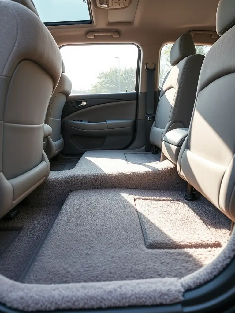 An image of a car's interior being thoroughly cleaned, with attention to detail on the seats, dashboard, and carpets. The scene conveys cleanliness and hygiene.
