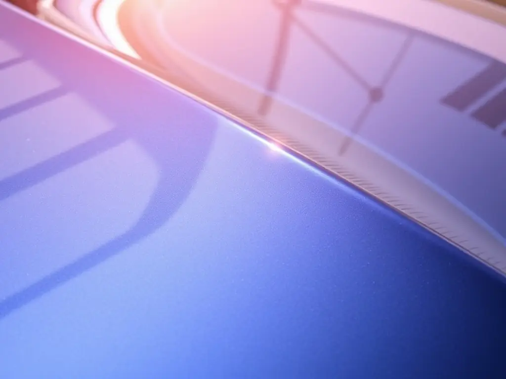 A close-up shot of a car's exterior being meticulously detailed, showcasing the reflection and shine achieved through professional detailing. The focus is on the quality of the finish and the attention to detail.